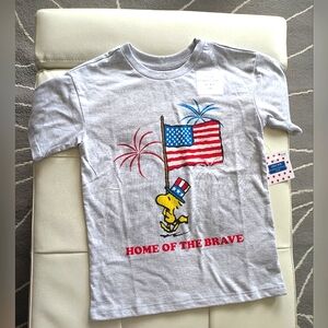 NWT Peanuts Woodstock Fourth of July Heathered Kids T Shirt American